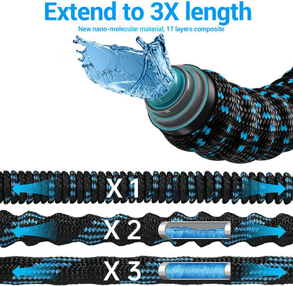 200 ft Expandable Garden Hose with 10 Spray Nozzle - Heavy Duty Superior Strength 3750D - 4 -Layer Latex Core - Expanding Water Hoses - Extra Strong Brass Connectors/Storage Bag 🍁 All In One Marketplace Canada