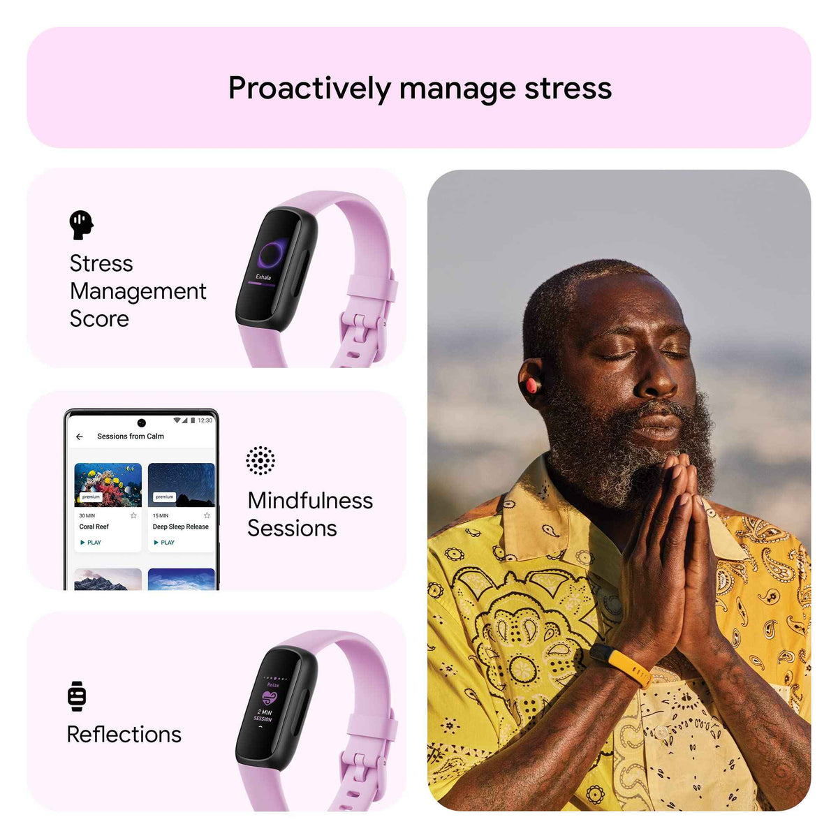 Google Fitbit Inspire 3 Health and Fitness Tracker with Stress Management, Workout Intensity, Sleep Tracking, 24/7 Heart Rate and More, Lilac Bliss/black, One Size (S and L Bands Included) 🍁 All In One Marketplace Canada