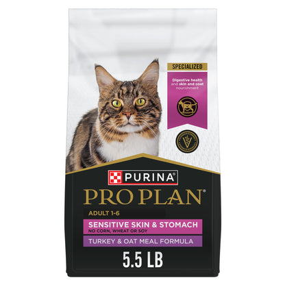 Purina Pro Plan Probiotics, Sensitive Skin & Stomach, Natural Dry Cat Food, Focus Turkey & Oat Meal - 5.5 lb. Bag 🍁 All In One Marketplace Canada
