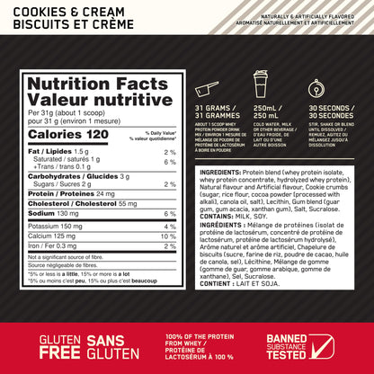 Optimum Nutrition Gold Standard 100% Whey Protein Powder, Cookies & Cream, 24 g Protein per Serving, 2.27 kg, 68 Servings (packaging may vary) 🍁 All In One Marketplace Canada