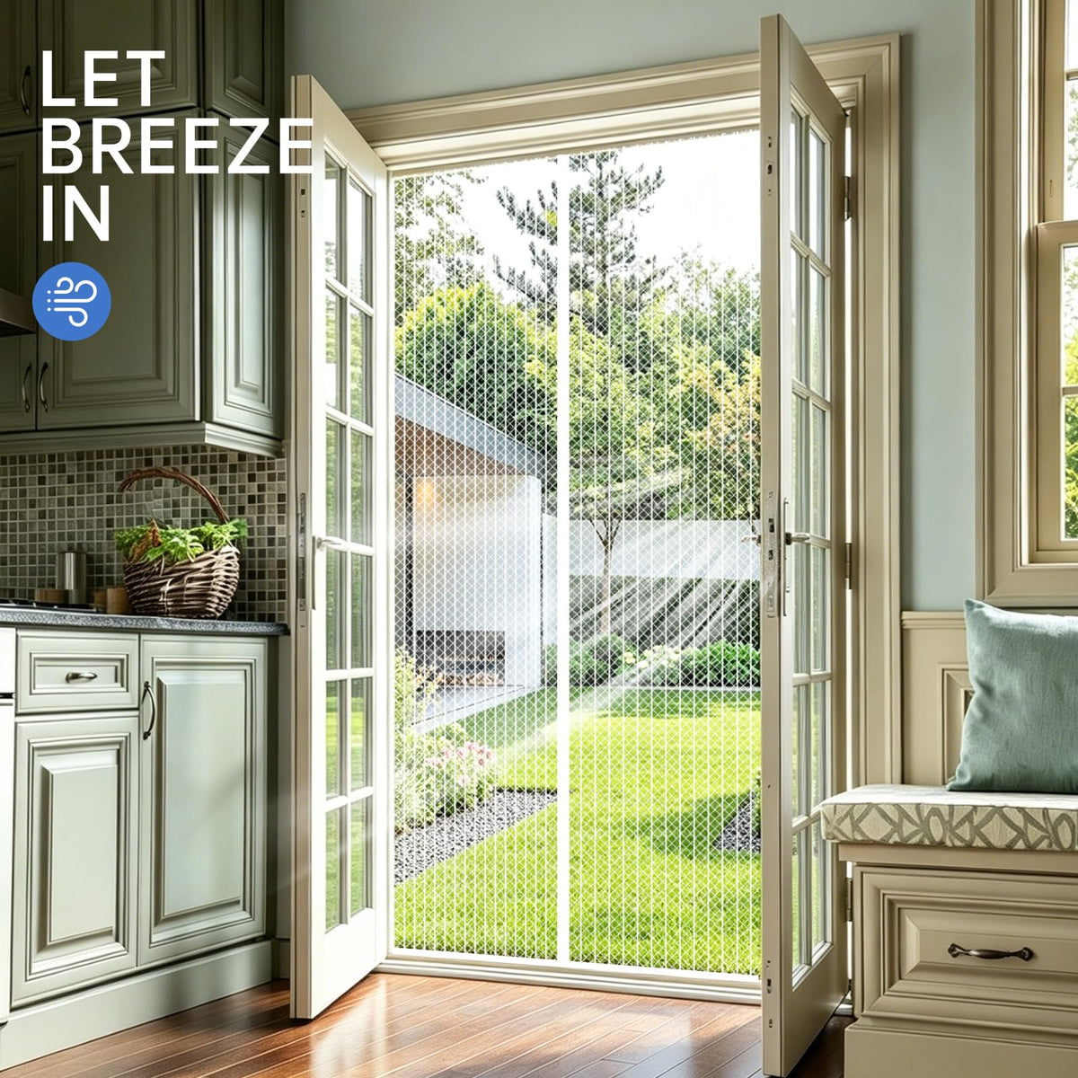 White Magnetic Screen Door Fits Door Size 32x80in Screen Size 34x82in Heavy Duty Mesh Full Frame With Magic Tape 🍁 All In One Marketplace Canada