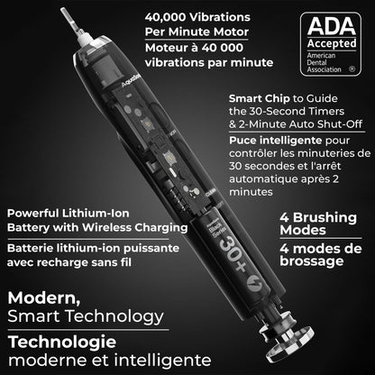 Aquasonic Black Series Ultra Whitening Electric Toothbrush | ADA Accepted Rechargeable Toothbrush, 8 Brush Heads & Travel Case, 40,000 VPM Electric Motor & Wireless Charging - 4 Modes with Smart Timer 🍁 All In One Marketplace Canada
