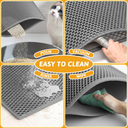 Pieviev Cat Litter Mat Trapper - 76 x 61cm Honeycomb Double Layer Tapis Litiere Chat -Traps Messes, Easy Clean and Durable (Gray) 🍁 All In One Marketplace Canada