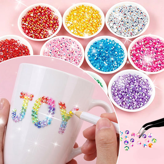 44000 Pcs Resin Jelly Rhinestones Bedazzling Kit - 48 Colors 3mm Flatback Gems for Diamond Art - Bedazzle Kit with 3 Pcs Glue for Nail Art Crafting Makeup 🍁 All In One Marketplace Canada