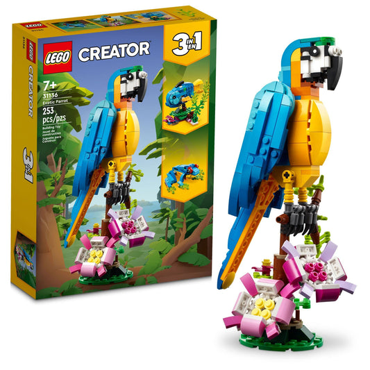 LEGO Creator 3 in 1 Exotic Parrot Building Toy Set, Transforms to 3 Different Animal Figures - from Colorful Parrot, to Swimming Fish, to Cute Frog, Creative Toys for Kids Ages 7 and Up, 31136 🍁 All In One Marketplace Canada