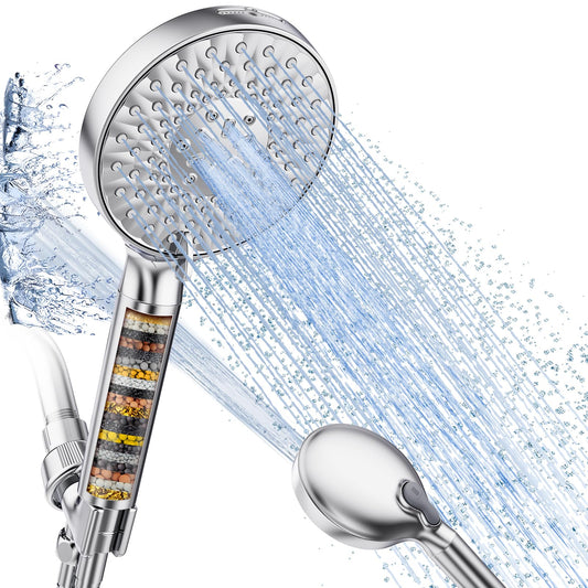 Filtered Shower Head with Handheld, High Pressure 9 Spray Mode Chrome Showerhead with Filters,Detachable Shower Head,Water Softener Filters Beads for Hard Water -Remove Chlorine 🍁 All In One Marketplace Canada