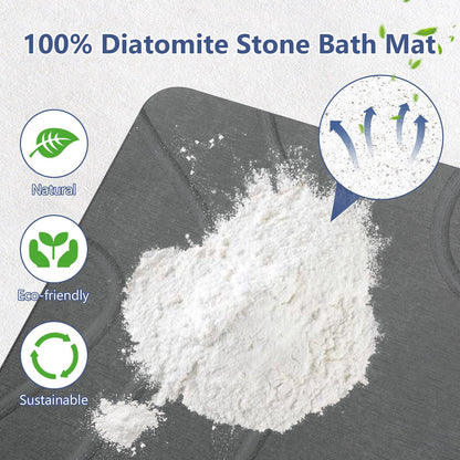 Ceecysaa Stone Bath Mat, Non-Slip Diatomaceous Earth Shower Mat, Quick Drying Bath Mat Stone, Super Absorbent Diatomite Bath Mats for Bathroom Kitchen, Easy to Clean, 60 x 39cm, Dark Gray 🍁 All In One Marketplace Canada