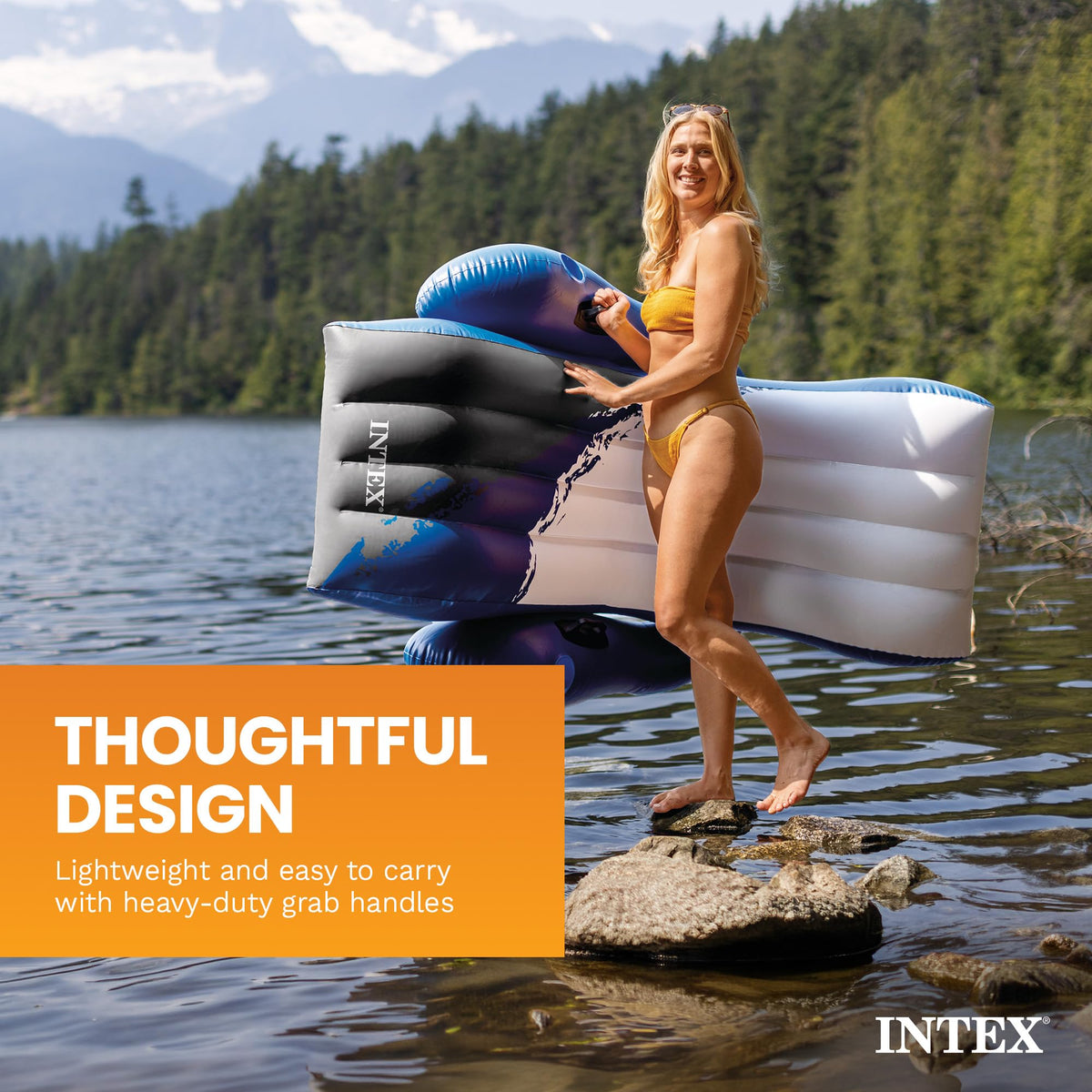 Intex Floating Recliner Inflatable Lounge, 71" X 53", Blue, 58868EP 🍁 All In One Marketplace Canada