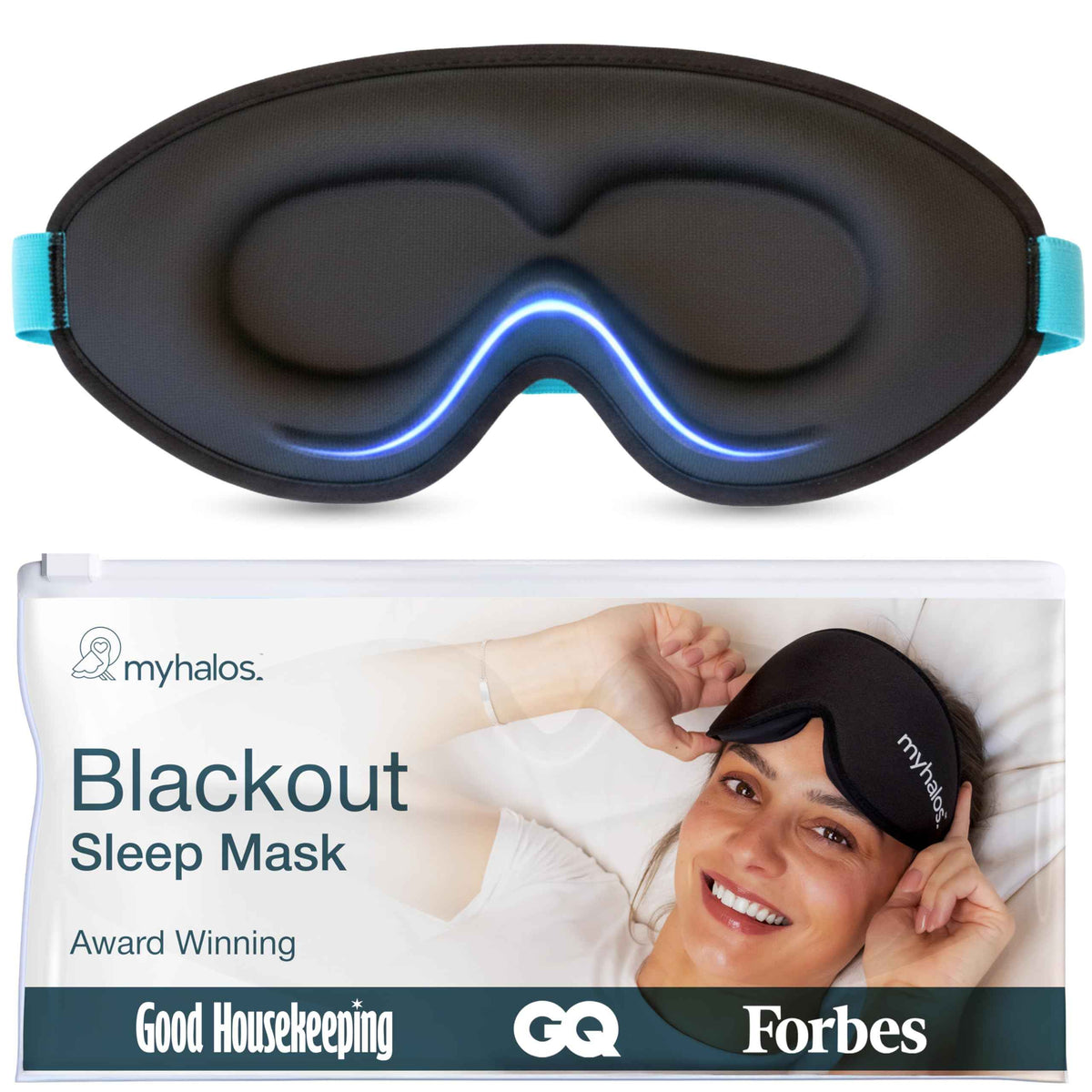 MyHalos® Sleep Mask – 3D Blackout Eye Mask for Women & Men, Side Sleepers, Zero Pressure Memory Foam Eyelash Friendly, Breathable,Award-Winning Sleep Aid for Travel (Black, 1 Count (Pack of 1) 🍁 All In One Marketplace Canada