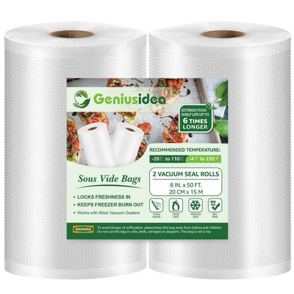 8''x50' Vacuum Sealer Bags for Food Saver (2 Pack), Commercial Grade Sealer Saver Rolls for Meal Prep or Sous Vide, BPA Free, Heavy-Duty 🍁 All In One Marketplace Canada