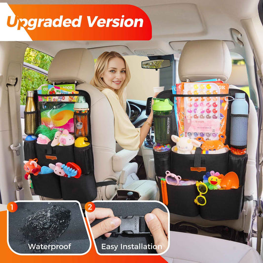 SURDOCA Car Seat Organizer with 11Inch Tablet Holder,8 Pockets,4th Gen Road Trip Essentials for Kids,Backseat Organizer Protectors Storage Accessories 🍁 All In One Marketplace Canada