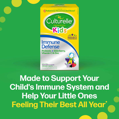Culturelle Kids Immune Defense, Probiotic + Elderberry, Vitamin C and Zinc, Immune Support for Kids, Mixed Berry Chewables, 30 count 🍁 All In One Marketplace Canada
