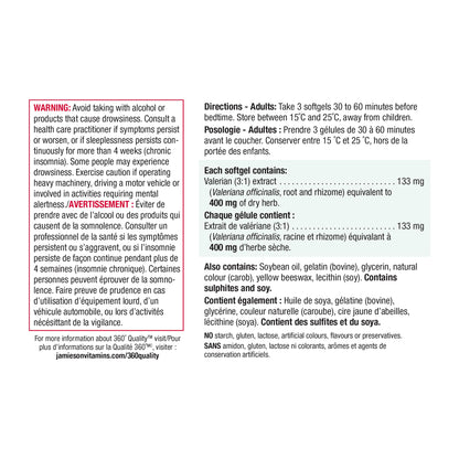 Jamieson Valerian 400 mg, Calming, Melatonin-Free, Natural Herbal-Based Sleep Aid, Reduces Nervousness and Restlessness. Gluten-Free, 60 Softgels, Proudly Canadian 🍁 All In One Marketplace Canada