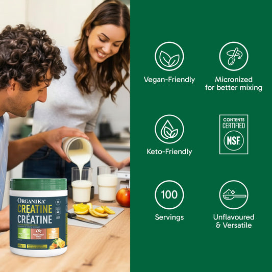 Organika Canadian-Made Creatine Powder- Fruit Punch- Pure Micronized Creatine Monohydrate - Helps Build Lean Muscle, Increase Strength, and Improved Recovery and Performance for Men and Women - 600g 🍁 All In One Marketplace Canada