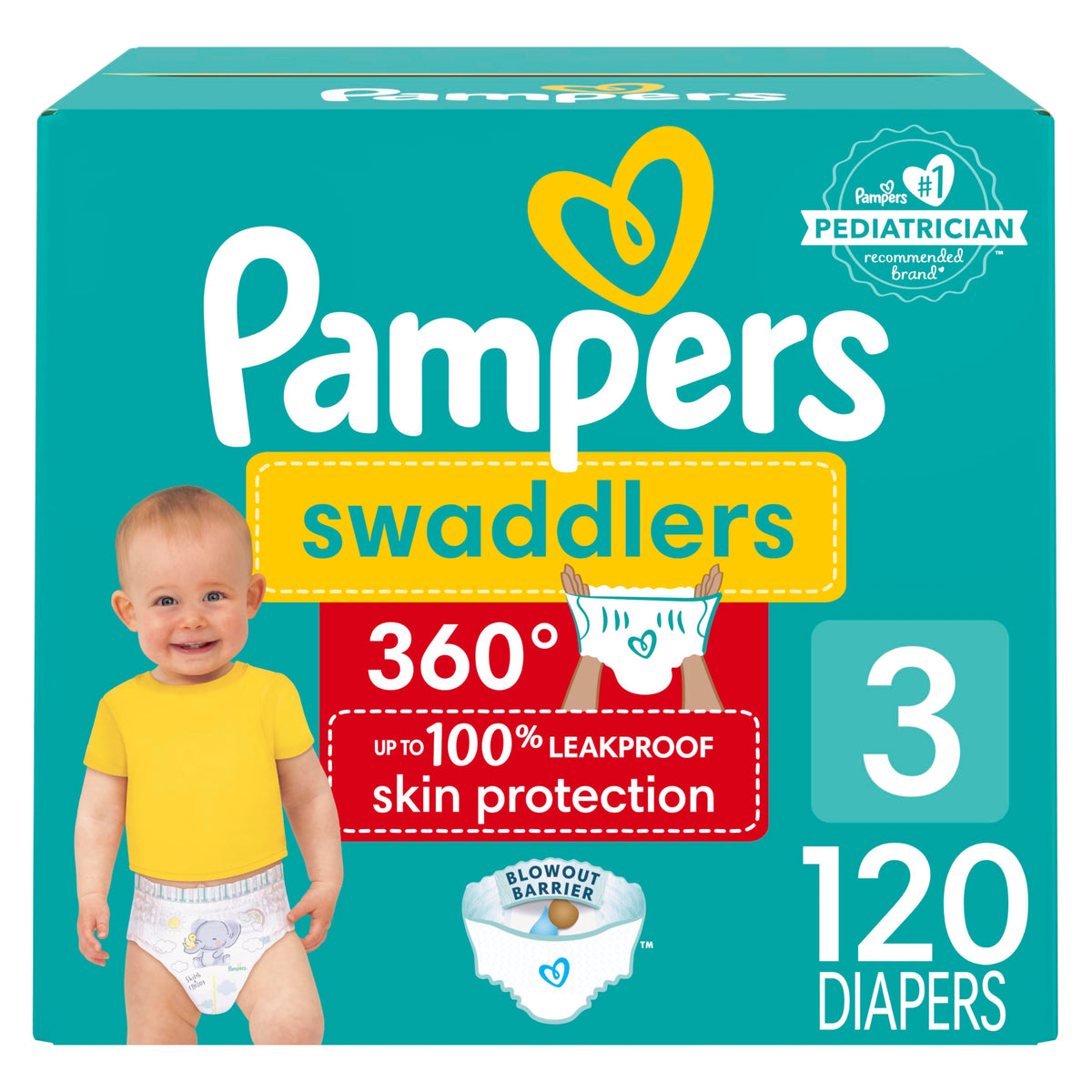 Pampers Swaddlers 360 Pull-On Diapers, Size 3, 120 Count for up to 100% Leakproof Skin Protection and Easy Changes 🍁 All In One Marketplace Canada