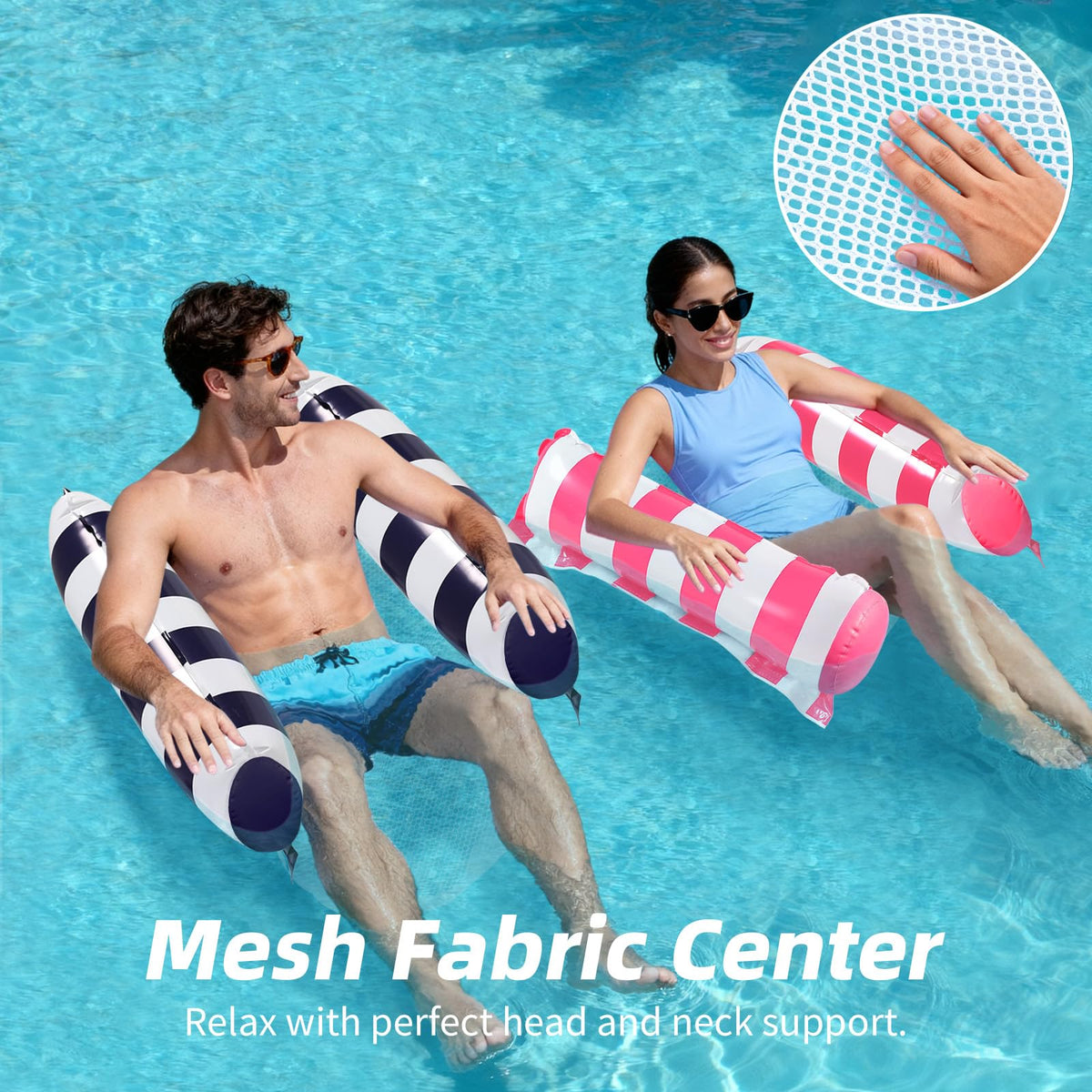 4 Pack 4-in-1 Pool Floaties for Adults (Hammock, Saddle, Chair, Drifter) – Non-Stick Mesh Inflatable Water Lounger, Portable Pool Hammock for Water Party, Pool, Lake, Beach, Outdoor, XL 🍁 All In One Marketplace Canada