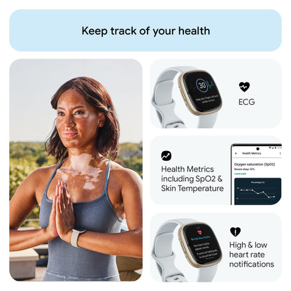 Google Fitbit Sense 2 - Health & Fitness Smartwatch - Blue Mist/Pale Gold 🍁 All In One Marketplace Canada