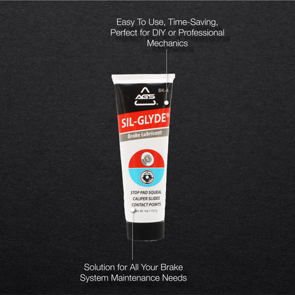 AGS SIL-Glyde 4 oz Tube Silicone Based Brake Assembly Lubricant for Eliminating Disc Brake Squeal - Moisture Proof, Heat Resistant, Rust and Corrosion Protector 🍁 All In One Marketplace Canada
