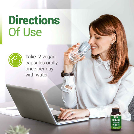 Nested Naturals Choline Bitartrate 500mg Per 2 Capsules | High Potency Choline Supplements | Supports Cognitive & Liver Function | 100% Vegan & Non-GMO Choline | 90 Vegan Capsules 🍁 All In One Marketplace Canada