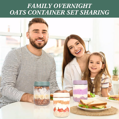 Xileanalee Overnight Oats Containers with Lids 6 Pack-16 Oz Mason Jar with Lids-Overnight Oats Jars Glass Food Storage Containers for Chia Seed Pudding Salad Cereal Coffee Spices 🍁 All In One Marketplace Canada