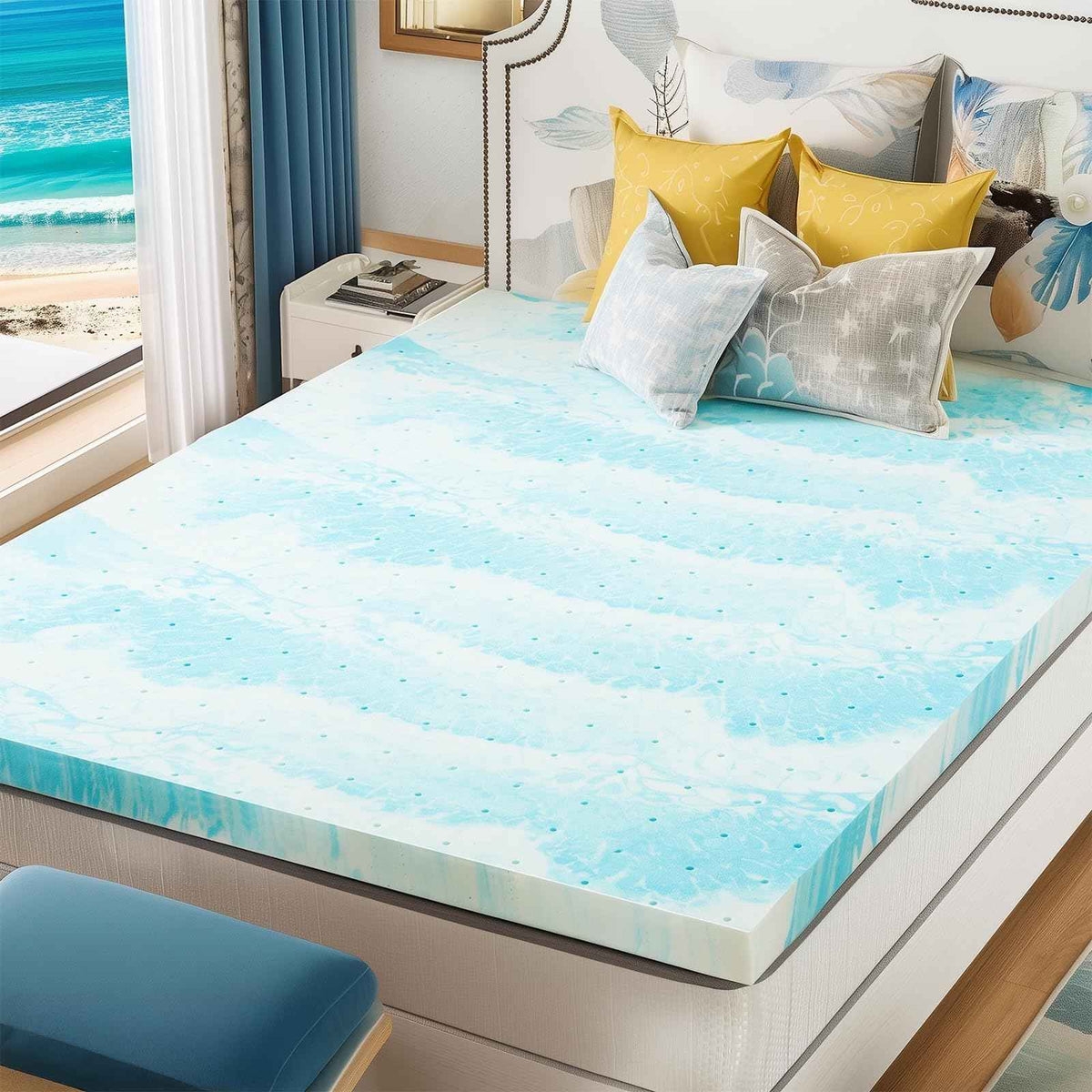 Sweetcrispy 3 Inch Twin Memory Foam Mattress Topper, Blue 🍁 All In One Marketplace Canada