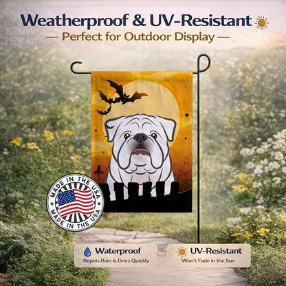 Caroline's Treasures BB1778GF Halloween White English Bulldog Flag Garden Size, Small, Multicolor