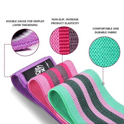 CFX Resistance Bands 3 Sets, Premium Exercise Loops with Non-Slip Design for Hips & Glutes, 3 Resistance Level Workout Booty Bands for Women and Men 🍁 All In One Marketplace Canada