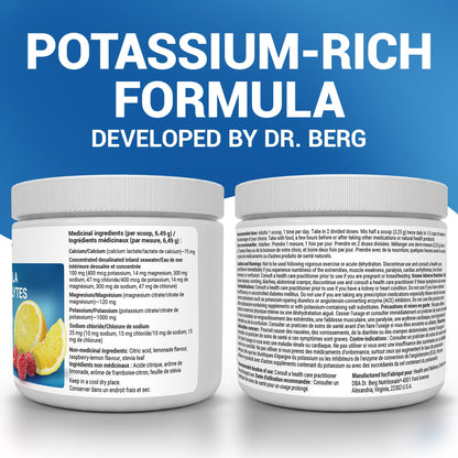 Dr. Berg Electrolytes Powder No Sugar - Enhanced w/ 1000 mg of Potassium & Real Sea Salt - Zero Sugar Electrolyte Powder - Raspberry & Lemon Flavor Hydration Powder Electrolytes - 50 Servings 🍁 All In One Marketplace Canada