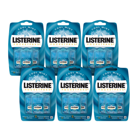 Listerine PocketPaks Cool Mint Breath Strips, Portable Pocket-Sized Oral Care Mouth Freshener, Dissolving Strips Kills Bad Breath bacteria, 18 x 24-Strip Packs 🍁 All In One Marketplace Canada