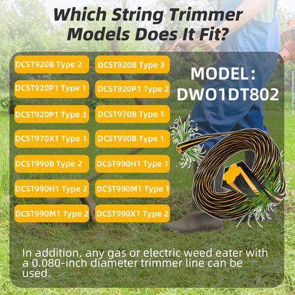 0.080'' DWO1DT801 Replacement String Timmer Lines Compatible with DEWALT Weed Eater, Square Twisted Weed Eater String, Heavy Duty Trimmer String (240 ft) 🍁 All In One Marketplace Canada
