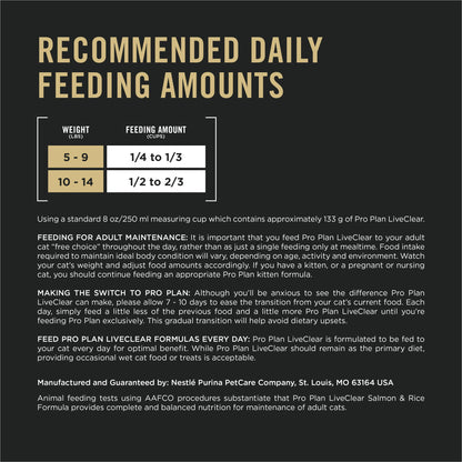 Purina Pro Plan LiveClear Allergen Reducing Dry Cat Food, Salmon & Rice 3.18kg 🍁 All In One Marketplace Canada