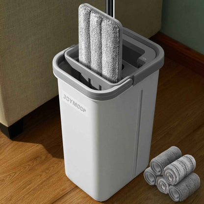 JOYMOOP Mop and Bucket with Wringer Set, Hands Free Flat Floor Mop and Bucket, with 5 Washable Microfiber Pads, Wet and Dry Use, Floor Cleaning System 🍁 All In One Marketplace Canada