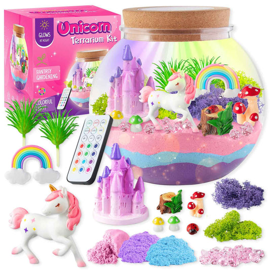 Unicorn Light-Up Terrarium Kit for Kids - LED Night Light Birthday Gift for Girls Ages 4 5 6 7 8-12 Year Old - Unicorn Toys for Girls - DIY Arts and Crafts Kit for Kids 🍁 All In One Marketplace Canada