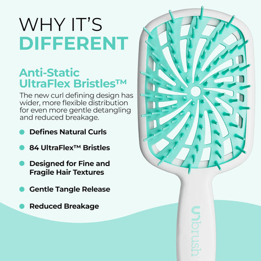 FHI Heat UNbrush Plus — Curly Hair Brush for Gentle & Effective Detangling on Wet or Dry Fragile Hair Types — Detangler Brush w/ 84 UltraFlex Bristles, Ultra-light, Vented, Anti Static Hairbrush 🍁 All In One Marketplace Canada
