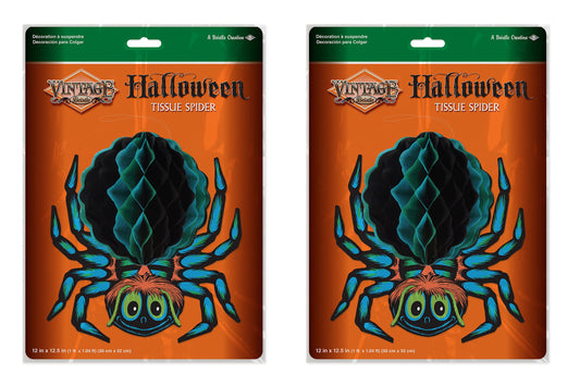 Vintage Halloween Tissue Spider - Pack of 2