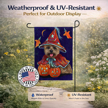 Caroline's Treasures PPP3061GF Cairn Terrier Halloween Witch Garden Outdoor-Flags, Multicolor
