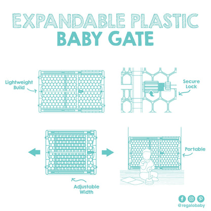 Regalo Easy Fit Plastic Adjustable Extra Wide Baby Gate, Award Winning Brand, 23 Inches Tall, Fits Openings Between 28 to 42 Inches, Pressure Mounted 🍁 All In One Marketplace Canada