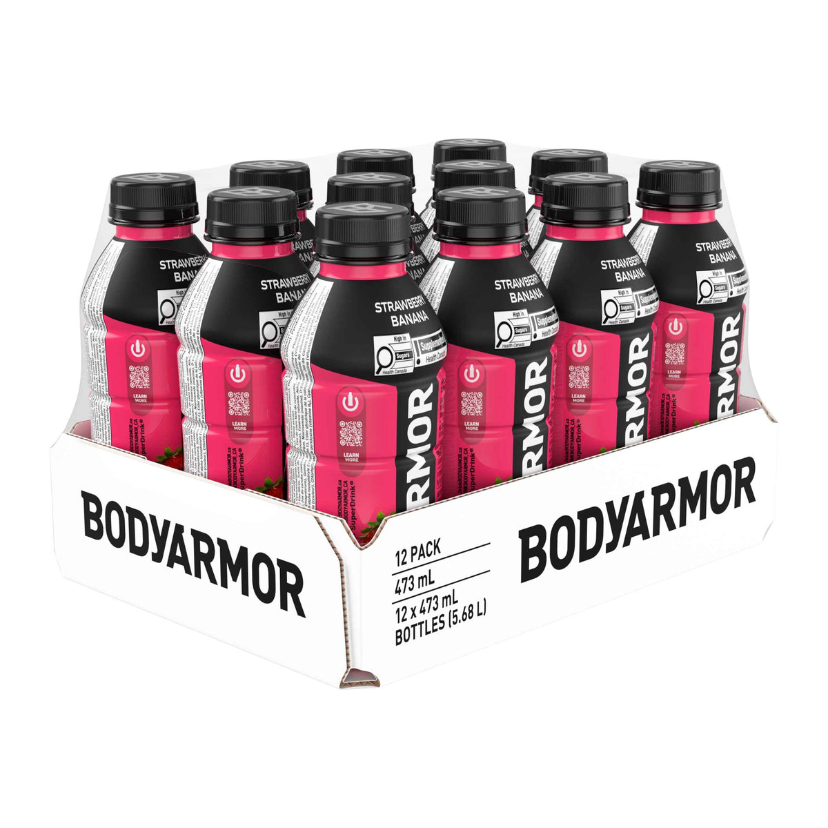BODYARMOR SuperDrink Strawberry Banana, 473 mL Bottles (12 Pack) – Sports Hydration Drink with Coconut Water, Potassium-Packed Electrolytes and Antioxidant Vitamins 🍁 All In One Marketplace Canada