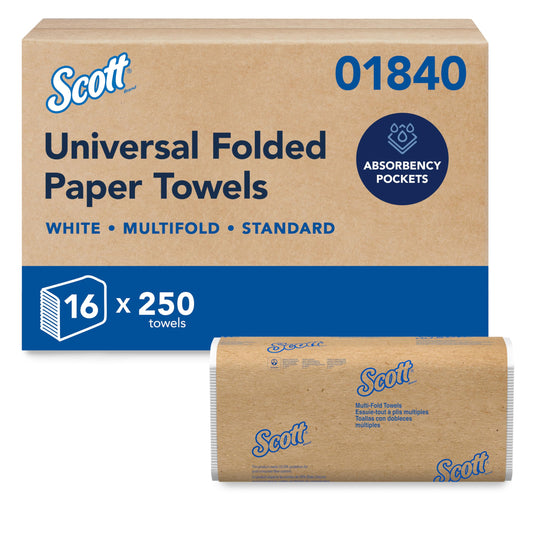 Scott Professional Universal Multifold Paper Towels, Bulk (01840), Absorbency Pockets, White, 9.2"x9.4" Towel, Compressed, Compact (250 Sheets/Pack, 16 Packs/Case, 4,000 Sheet Total) 🍁 All In One Marketplace Canada