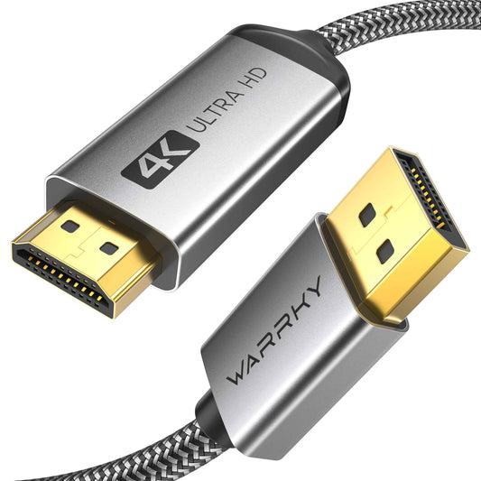 WARRKY 4K DisplayPort to HDMI Cable 6FT [UHD, Metal Case] Uni-Directional Display Port Source to HDMI Screen, 1080P@120Hz DP Computer to HDMI Monitor Cord Fit for Nvidia, AMD, HP, Dell, Asus, Lenovo 🍁 All In One Marketplace Canada