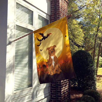 Caroline's Treasures BB4313CHF Halloween Staffordshire Bull Terrier Brown Flag Canvas House Size, Large, Multicolor