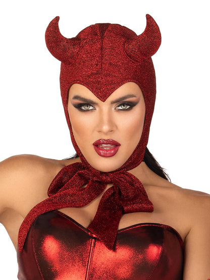Leg Avenue Women’s Glitter Shimmer Vintage Devil Bonnet, Halloween Costume, RED, O/S, Red, One Size