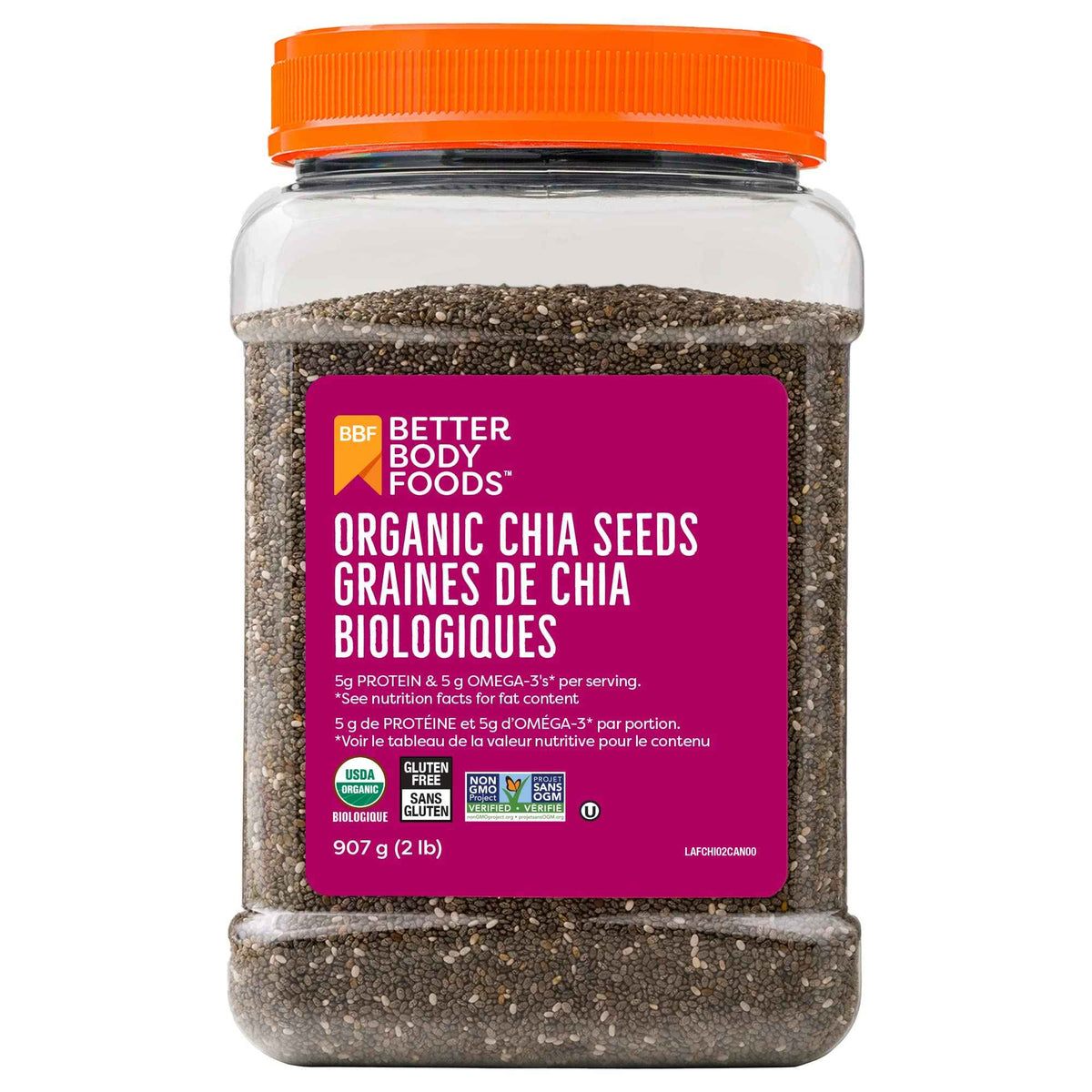 Betterbody Foods Organic Chia Seeds with Omega-3, Non-GMO, Gluten-Free, Vegan, Kosher, 2 pounds (907 grams) 🍁 All In One Marketplace Canada