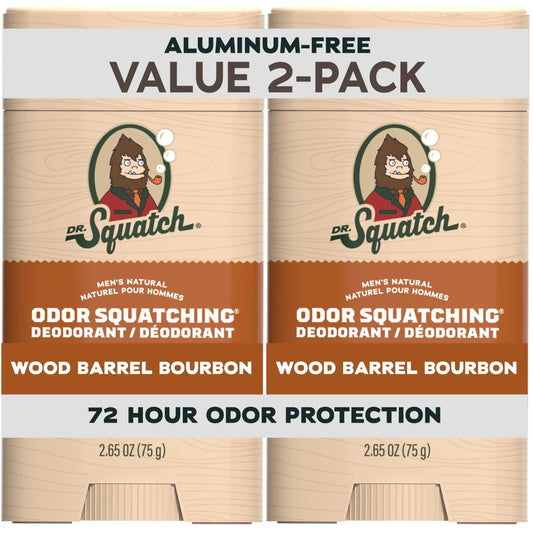 Dr. Squatch Natural Men’s Deodorant – Aluminium Free Natural Deodorant For Men with Charcoal & Postbiotics for 72-Hour Odor Protection – Wood Barrel Bourbon, 2.65oz Stick (2-pack) 🍁 All In One Marketplace Canada