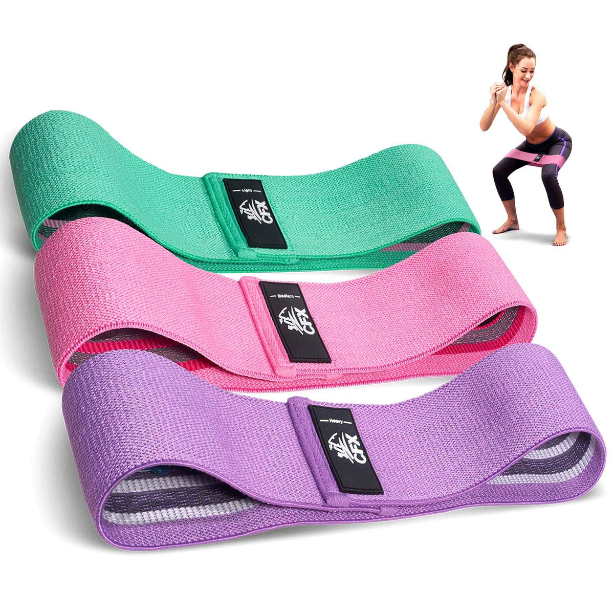 CFX Resistance Bands 3 Sets, Premium Exercise Loops with Non-Slip Design for Hips & Glutes, 3 Resistance Level Workout Booty Bands for Women and Men 🍁 All In One Marketplace Canada