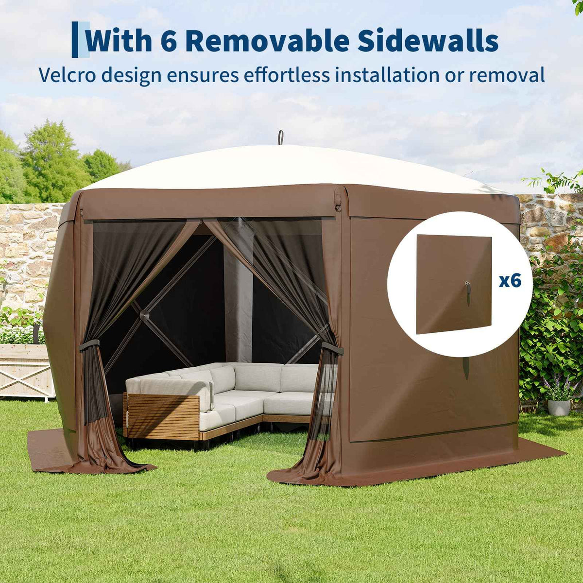 Garvee 13x13 Pop Up Gazebo, 6 Wind Panels, Instant Setup, Full Mesh, Khaki 🍁 All In One Marketplace Canada