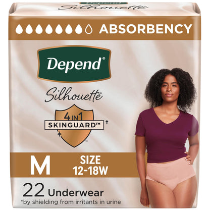Depend Silhouette Adult Incontinence Underwear for Women, Maximum Absorbency, Medium, Pink, 22 Count 🍁 All In One Marketplace Canada