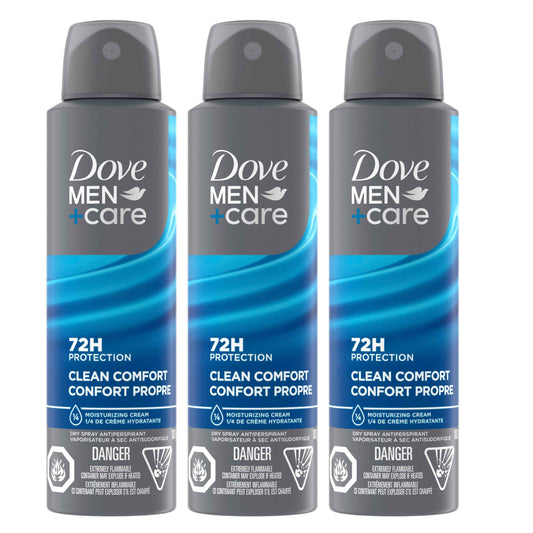 Dove Men+Care Antiperspirant Dry Spray deodorant for 72H sweat & odour protection Clean Comfort with Triple Defense Technology, 107g (Pack of 3) 🍁 All In One Marketplace Canada