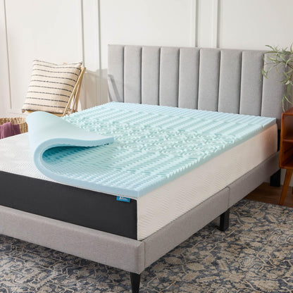 LUCID 2 Inch Gel Memory Foam Plush - Cooling Targeted Convoluted Comfort Zones Mattress Topper - Queen 🍁 All In One Marketplace Canada