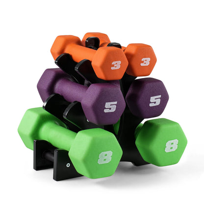 CAP Barbell 32 lb Neoprene Dumbbell Set with Rack |Includes 3, 5, 8 lb Pairs 🍁 All In One Marketplace Canada